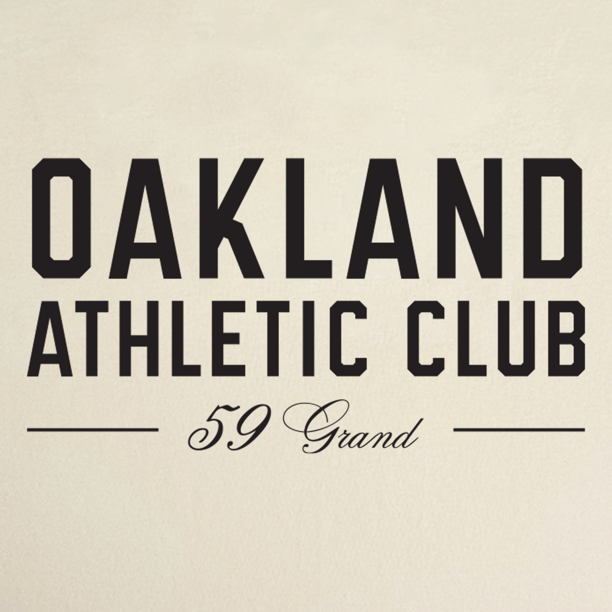 In bold, uppercase black lettering on a cream background, the Prestigious Tee by OAC features “OAKLAND ATHLETIC CLUB” across the chest in a classic, heritage-inspired style. Beneath this, elegant script spells out “59 Grand,” framed by two horizontal lines—capturing the timeless look and feel of premium heavy-weight cotton.