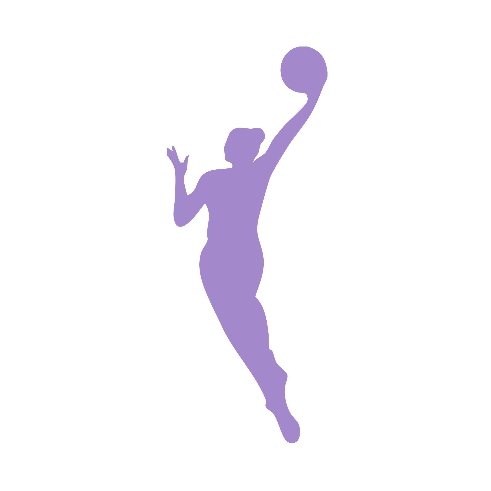 The GSV Logo Love Tee by GSV showcases a bold purple silhouette of a volleyball player in action on classic-fit, 100% cotton white fabric—an energetic design perfect for Golden State Valkyries fans.