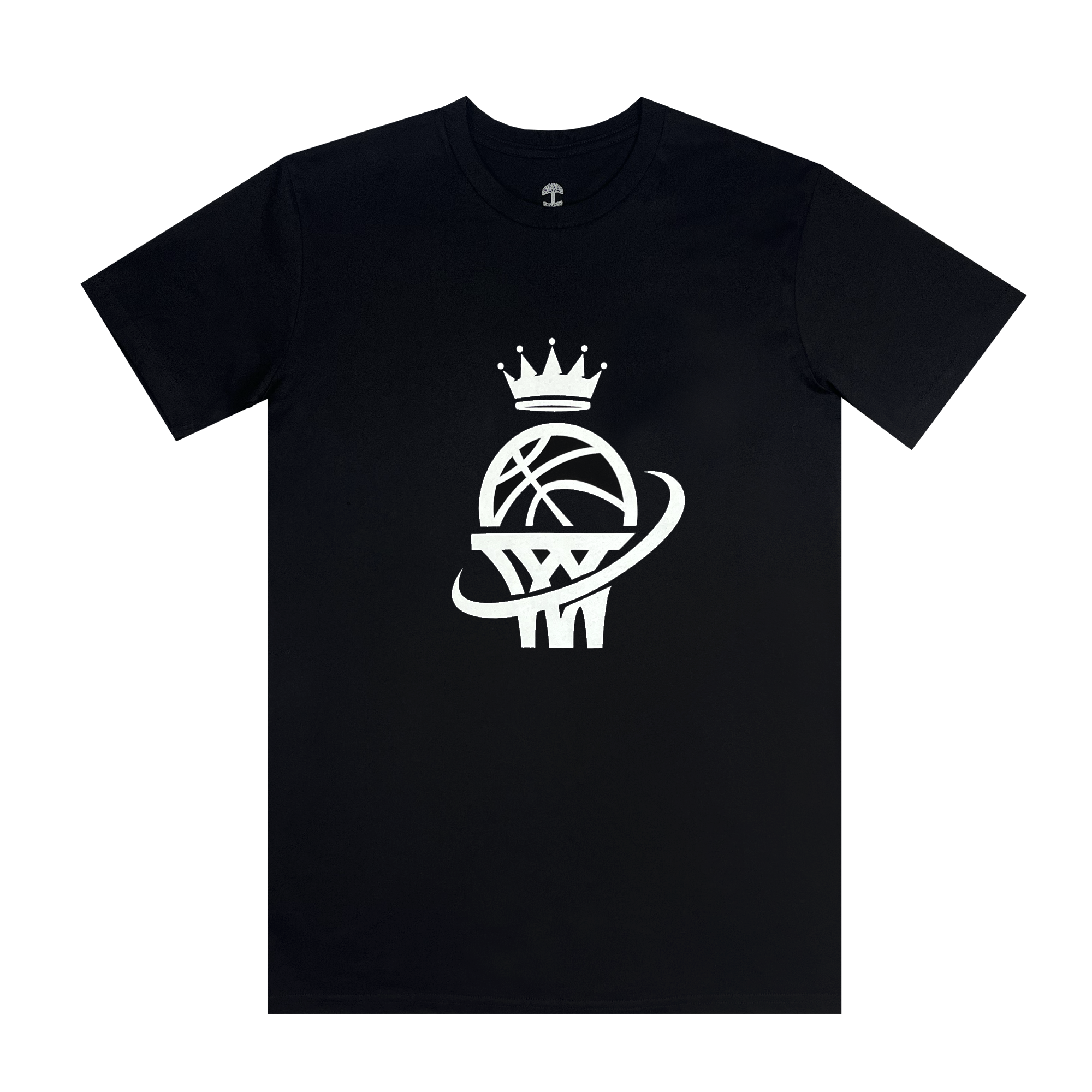front view of black WPBA t-shirt with logo in white.