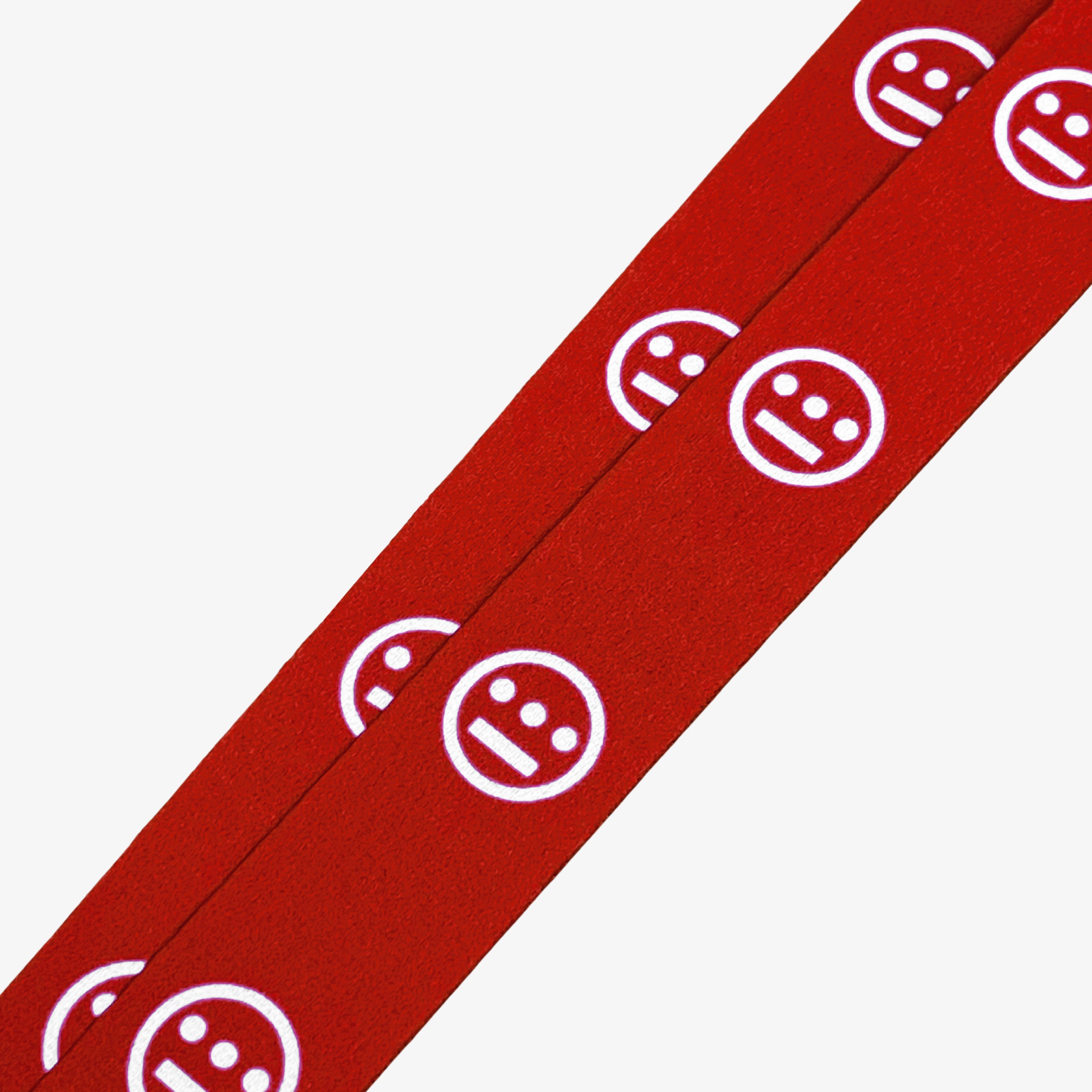 Two Hiero VIP Lanyard 2.0 straps by Hieroglyphics are displayed diagonally on a white background, resembling VIP lanyards. Each strap features multiple evenly spaced white, round face-like symbols with three eyes forming a horizontal line and a mouth directly below, reminiscent of ancient hieroglyphics.