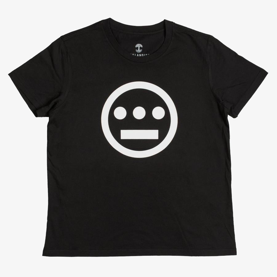 Black t-shirt with white Hieroglyphics Hip-Hop logo on center chest.