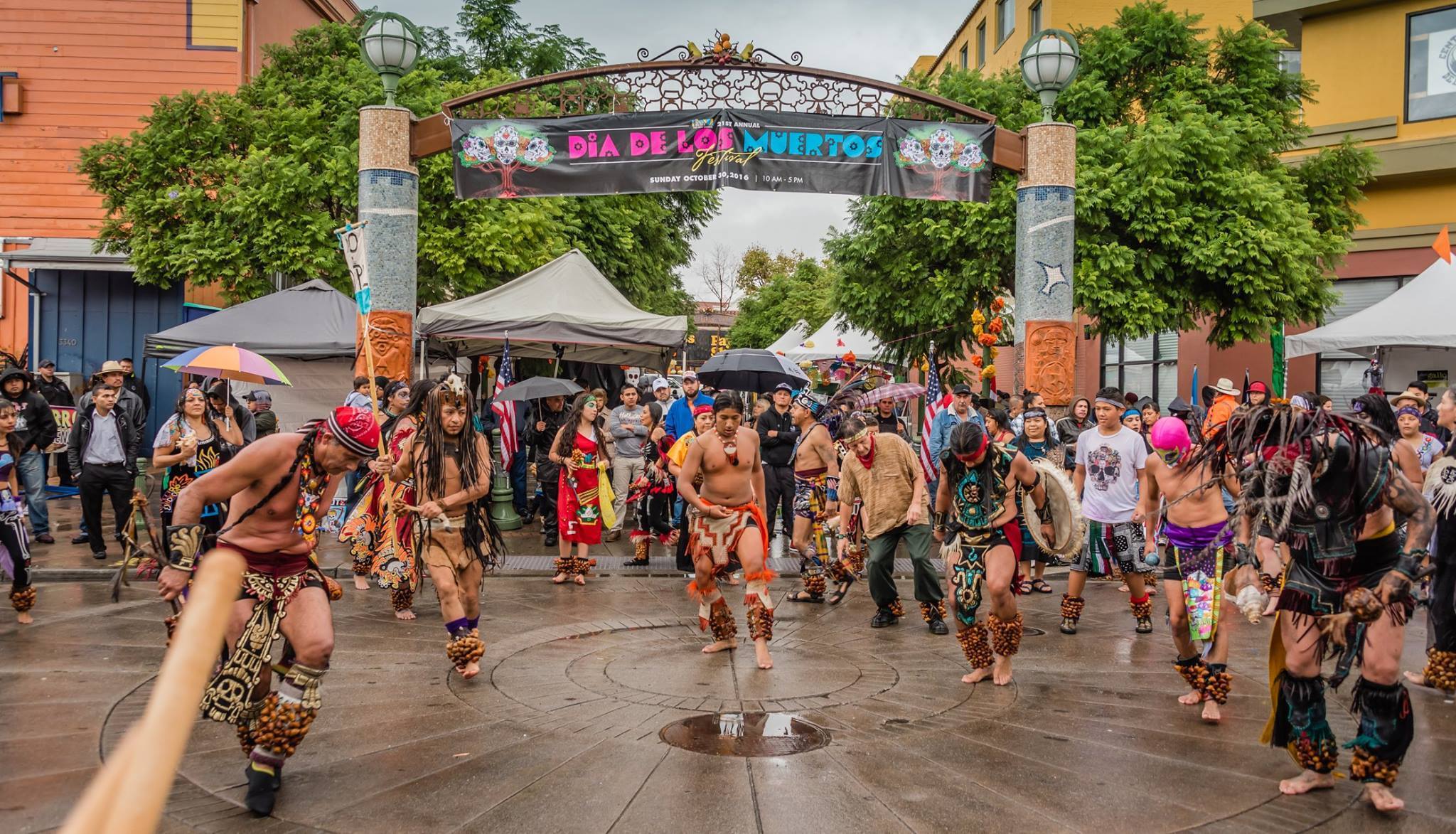 Crowd watching dancers at the festival.