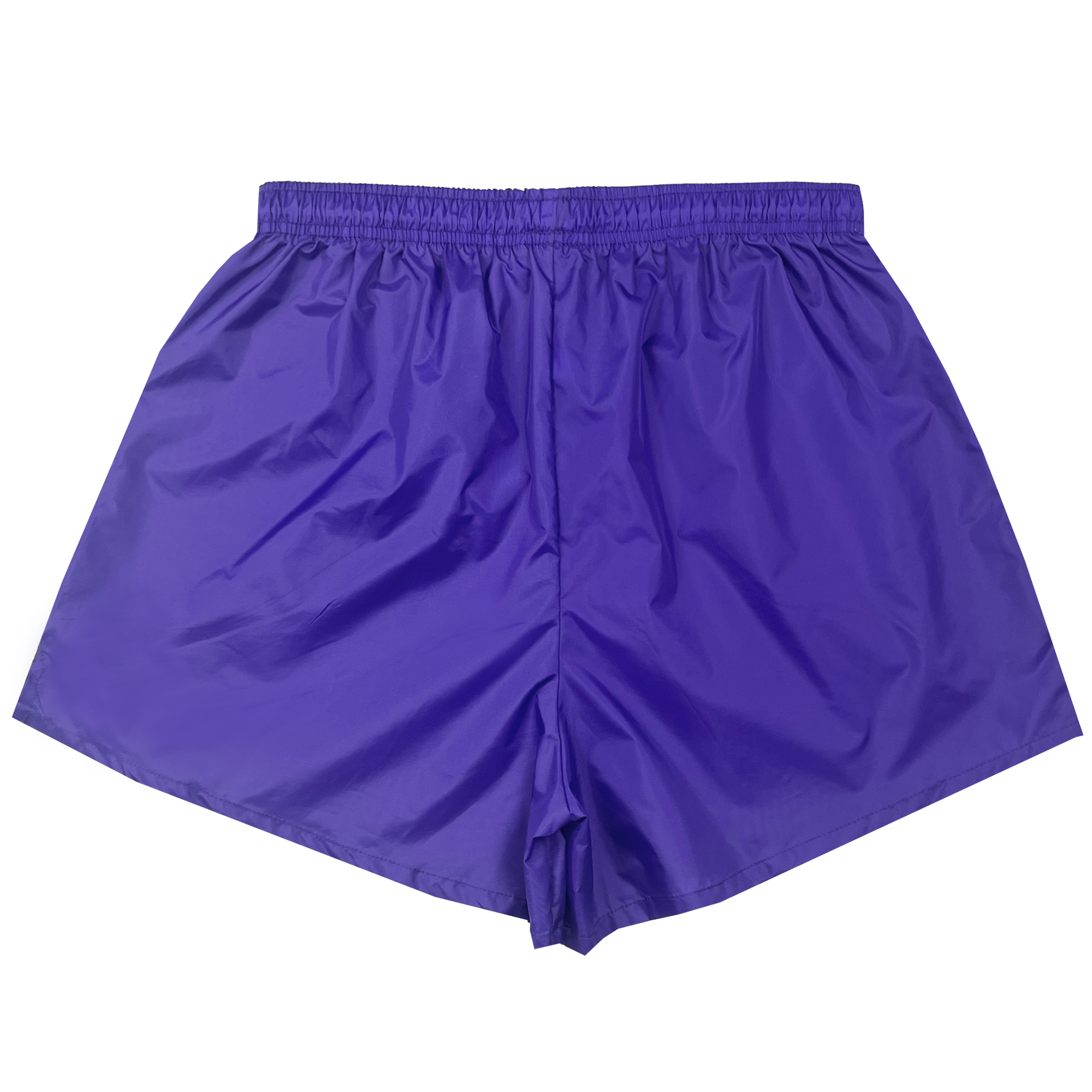 The Women's Bandit Nylon Short by Oaklandish is showcased on a white background. These lightweight, slightly shiny nylon taffeta shorts feature an adjustable waistband and a minimalist design that prioritizes functionality and comfort, with no visible logos or patterns.