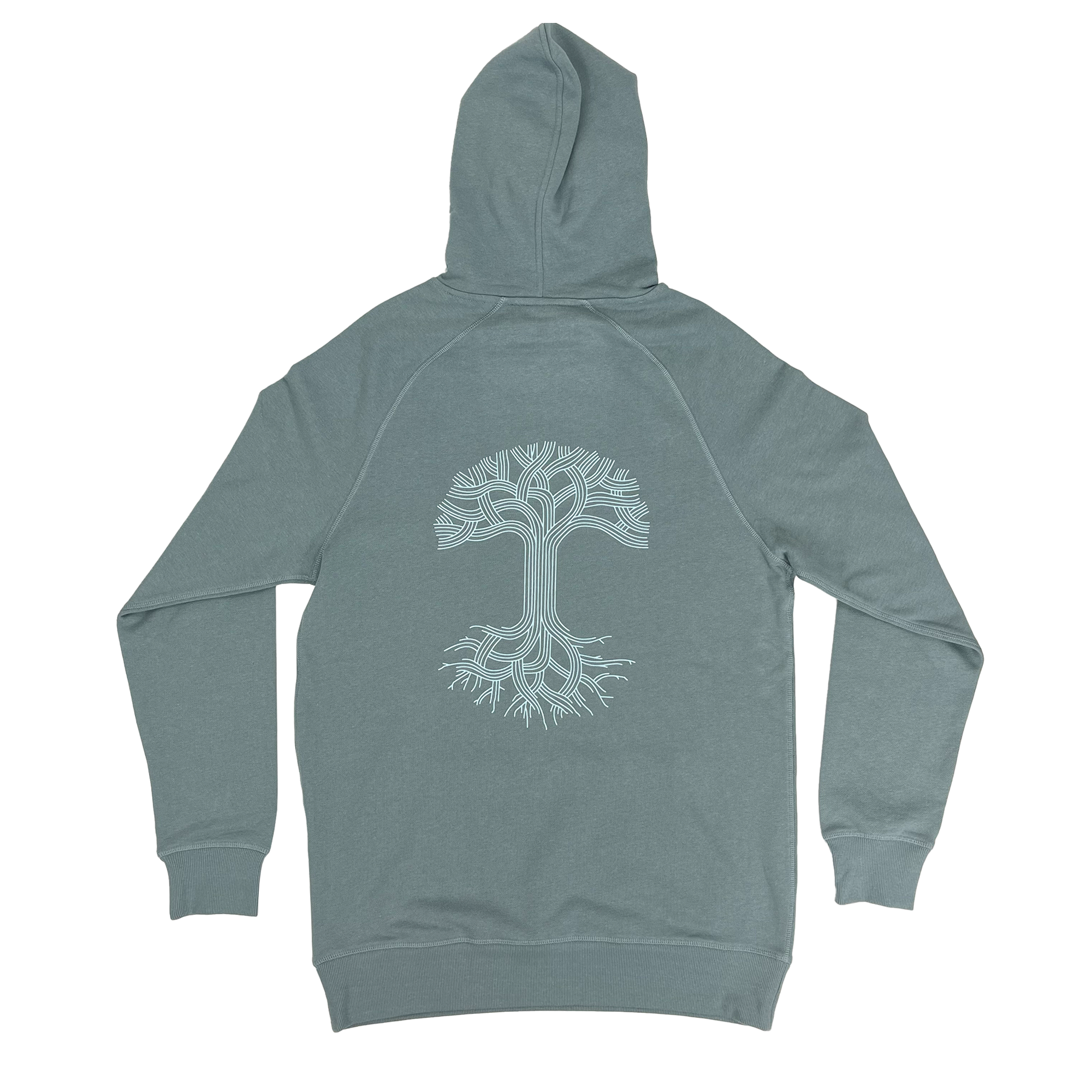 Back view of Premium pullover Hoodie - Classic Oaklandish, mineral