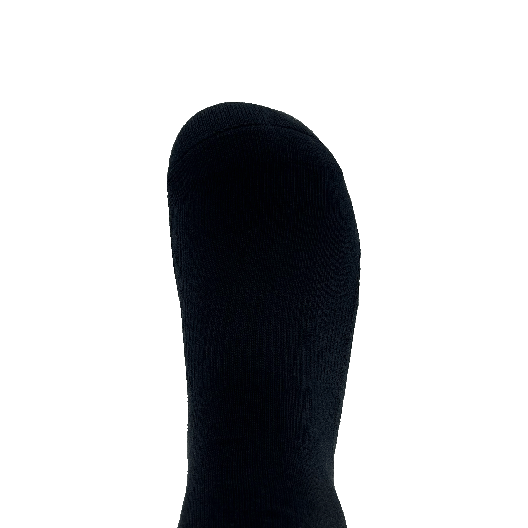 The Town Old English Sock by Oaklandish is a single black crew sock that covers the foot, extending from the toes to just below the calf. The solid green background highlights the sock, making it the primary focus of the image. Made from thick, ribbed fabric, The Town Old English Sock offers both warmth and comfort. As with most crew socks, this one is designed to be one size fits most.