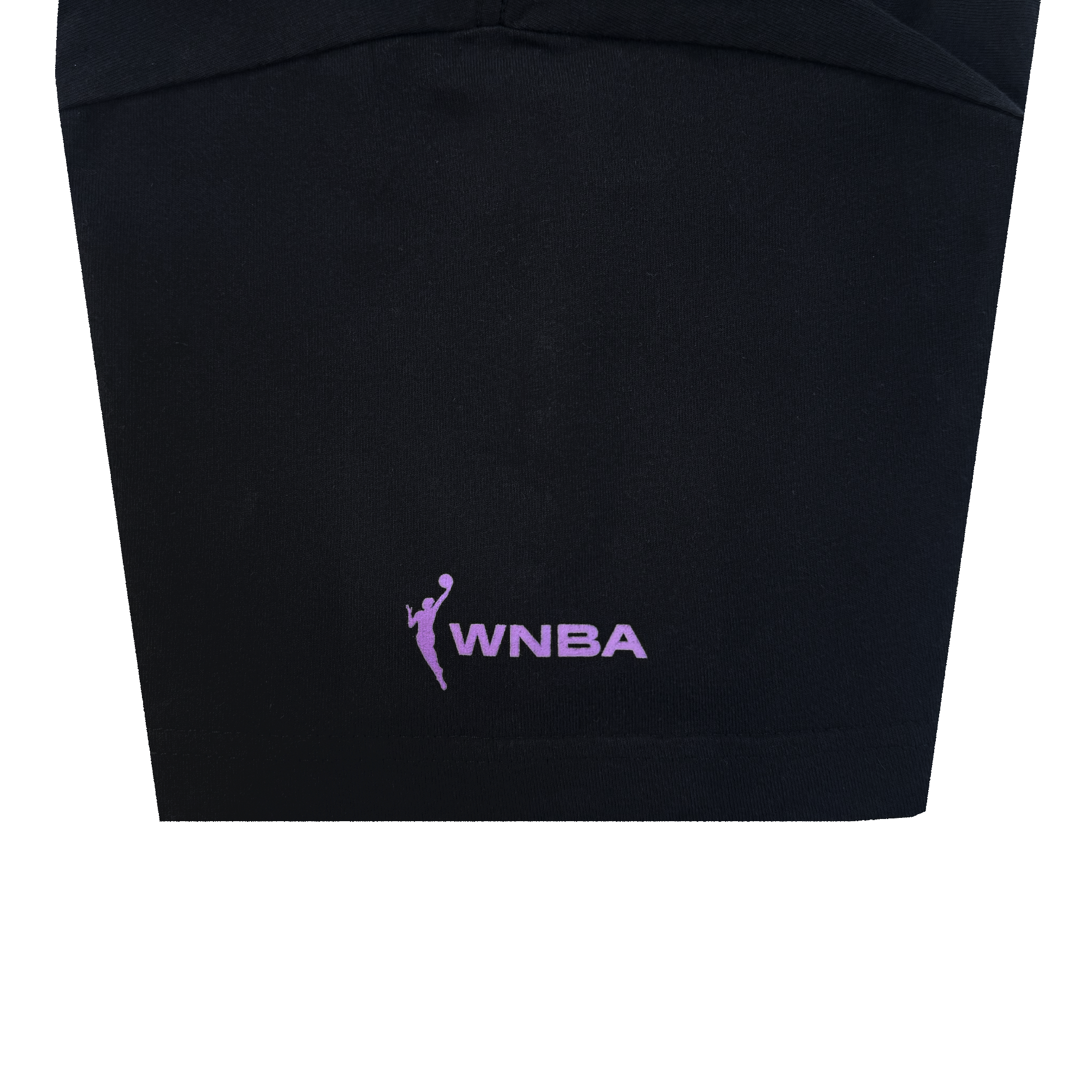 The GSV Odin Tee is a black heavyweight 100% cotton shirt featuring a purple WNBA logo and text bottom center, plus a basketball player silhouette—ideal for Golden State Valkyries fans. Background: plain white.