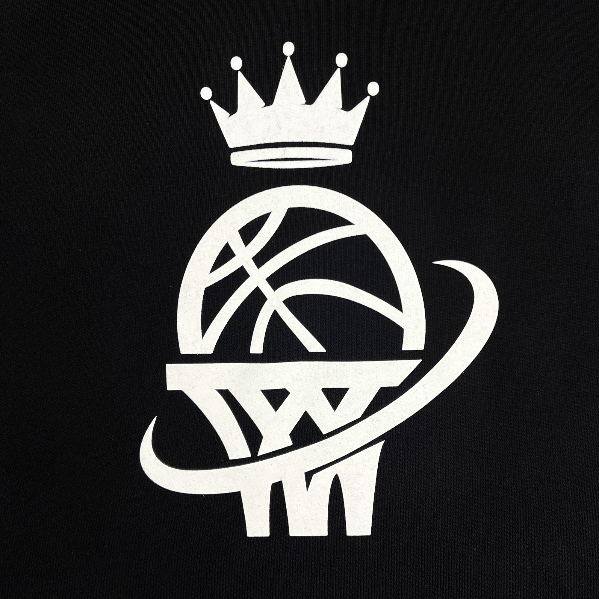 Detailed front view of black WPBA t-shirt with logo in white.