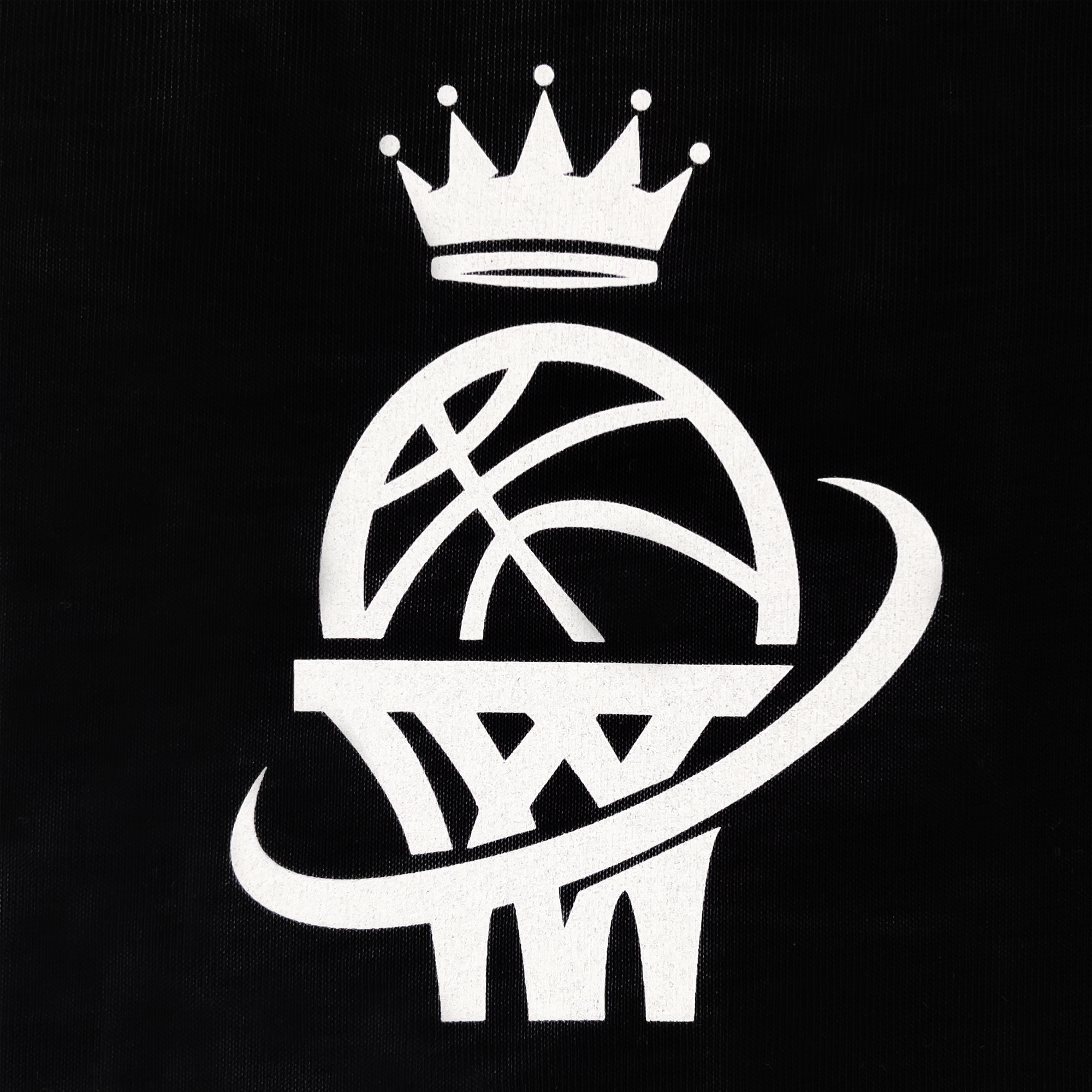 Detailed view of WPBA logo on black longsleeve.